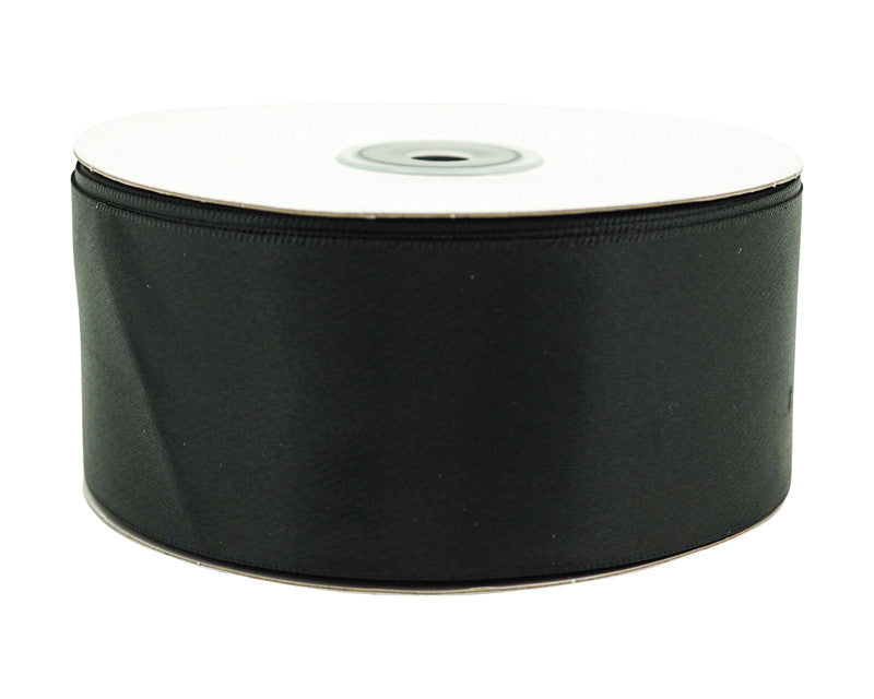 2" x 50 yards Black Single Face Satin Gift Ribbon - Pack of 5