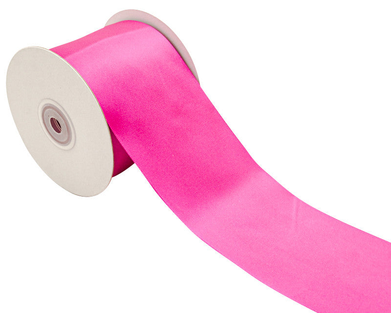 3"x 25 yards Shocking Pink Single Face Satin Gift Ribbon - Pack of 3