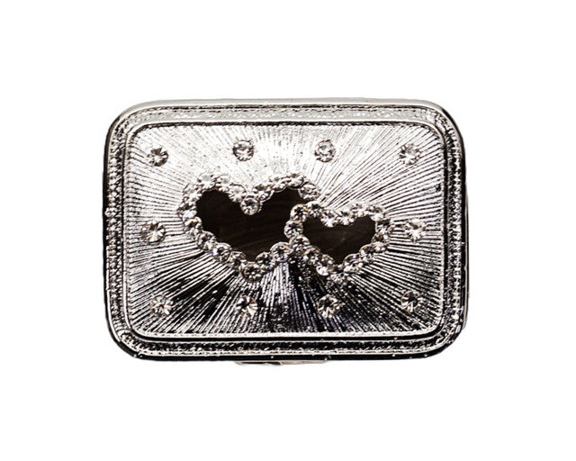 Silver Double Heart Rectangle Arras Box Coin Set 2.25 Inch