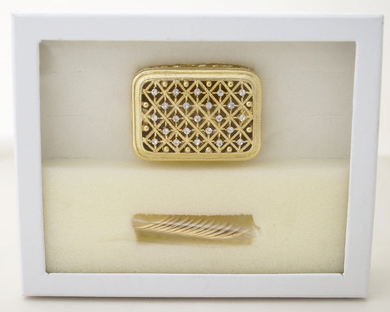 Gold Rectangle Arras Box Coin Set with Rhinestones 2.25 Inch
