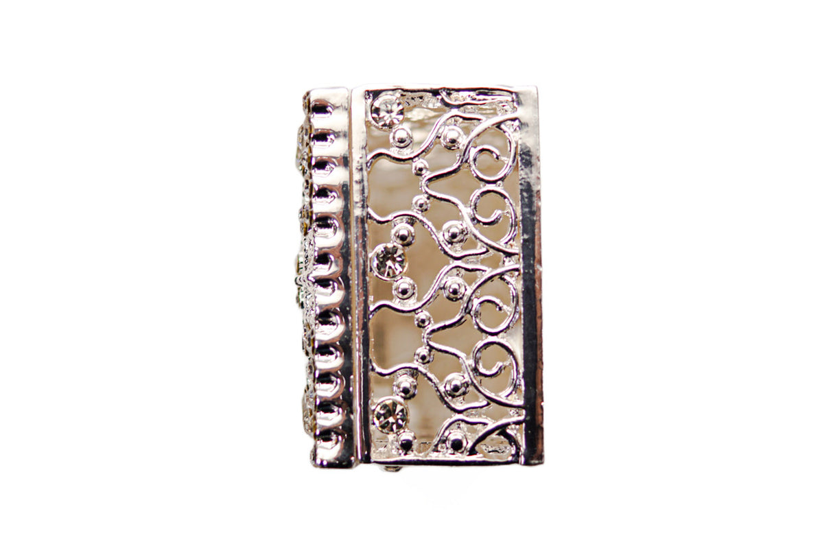 Silver Rectangle Crystal Wedding Arras Box Set 3 Inch