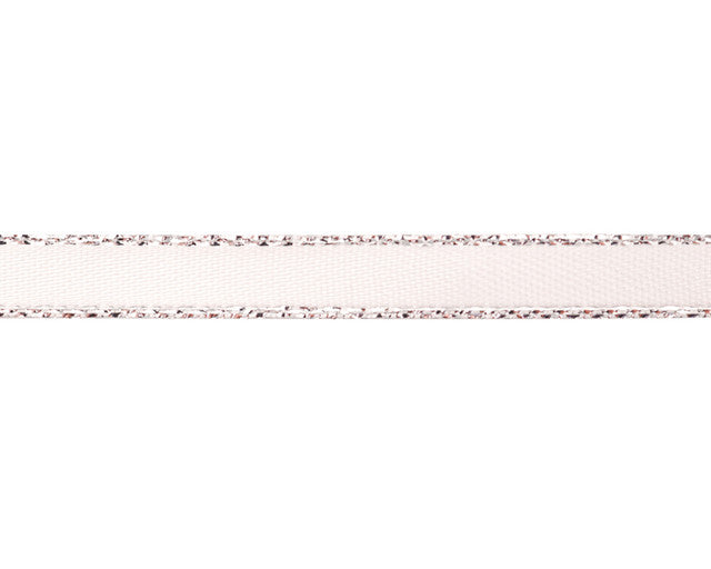 1/4"x50 yard White Satin Gift Ribbon with Silver Edge