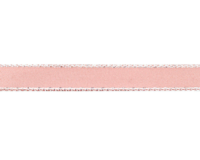 3/8"x50 yard Blush Satin Gift Ribbon with Silver Edge - Pack of 15 Rolls