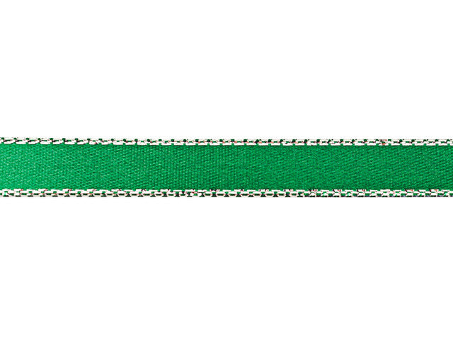 3/8"x50 yard Emerald Green Satin Gift Ribbon with Silver Edge