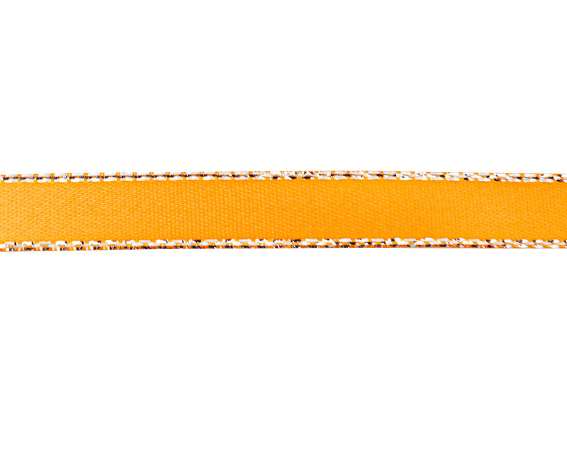 3/8"x50 yard Gold Yellow Satin Gift Ribbon with Silver Edge - Pack of 15 Rolls