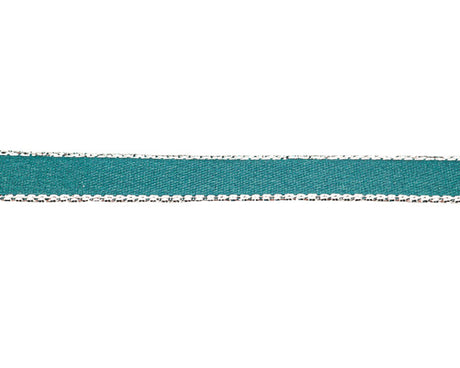 3/8"x50 yard Hunter Green Satin Gift Ribbon with Silver Edge