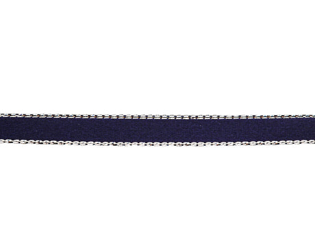3/8"x50 yard Navy Blue Satin Gift Ribbon with Silver Edge