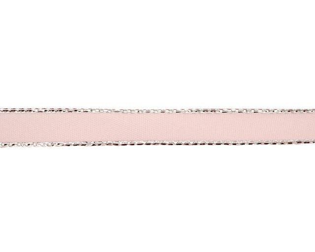 3/8"x50 yard Pink Satin Gift Ribbon with Silver Edge
