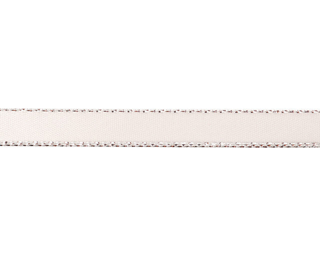 3/8"x50 yard White Satin Gift Ribbon with Silver Edge