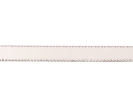 3/8"x50 yard White Satin Gift Ribbon with Silver Edge