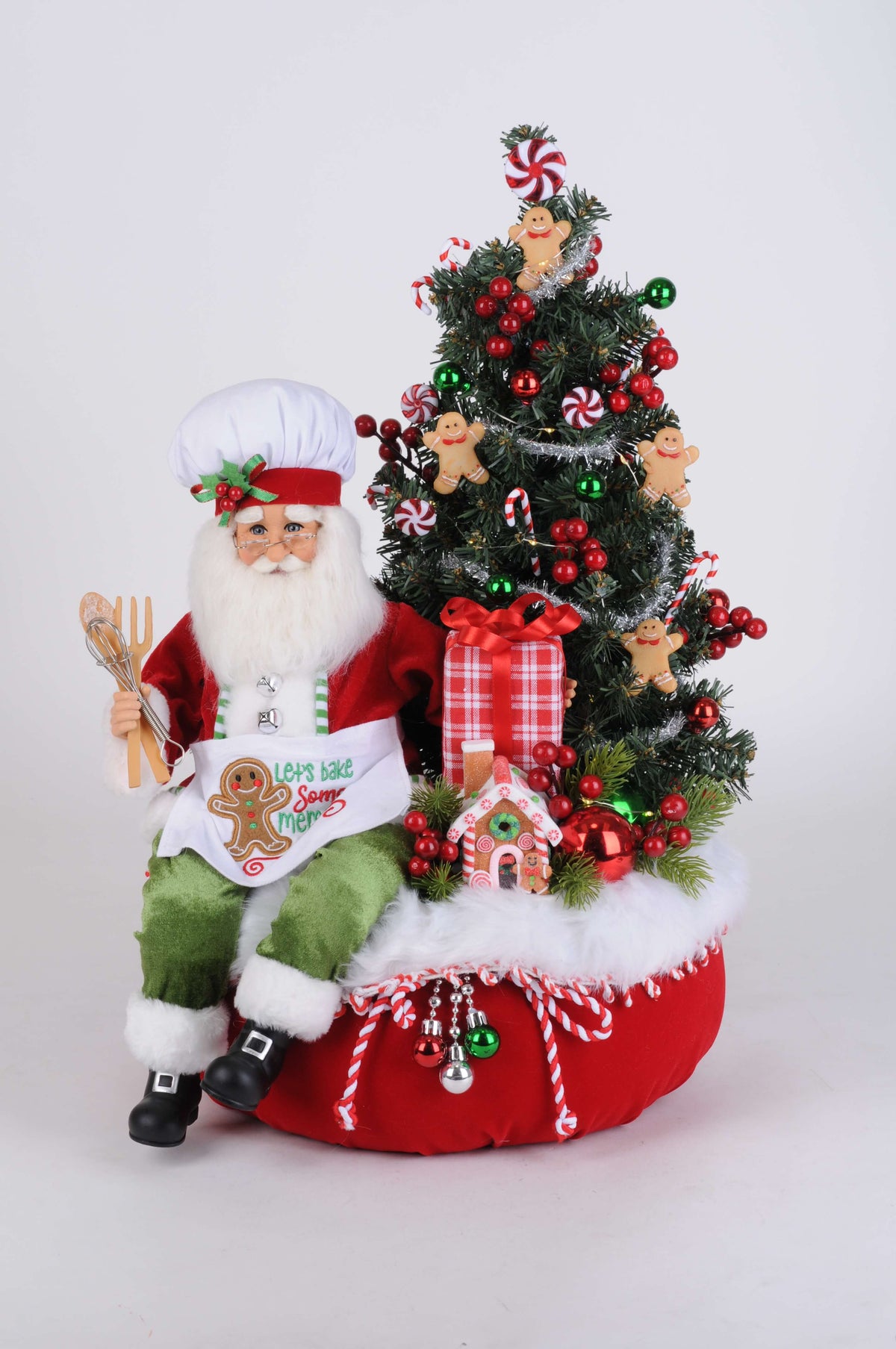 Karen Didion Lighted Gingerbread Santa Bag