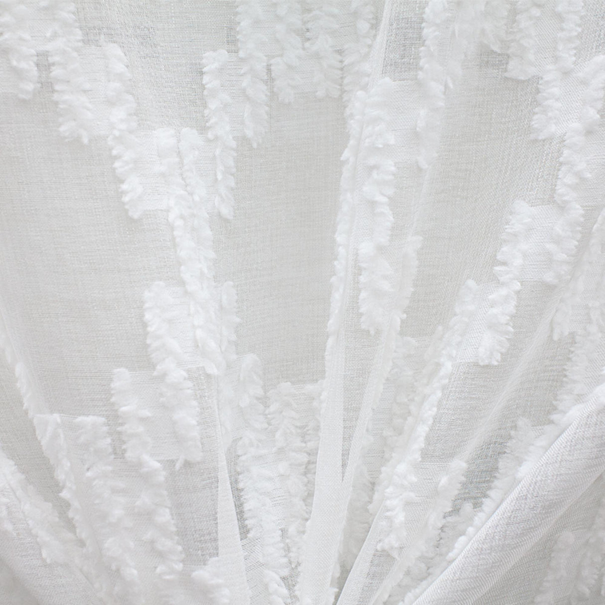 Scarlet White Polyester Fabric - Diamond Textured Sheer, 110" Width (1 Yard)