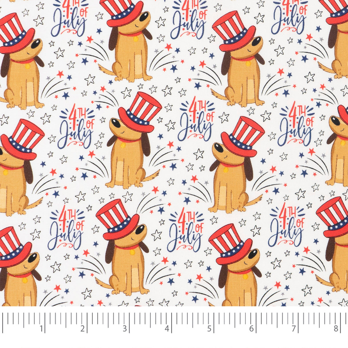 Festive Dogs In Hats 100% Cotton Fabric by the Yard