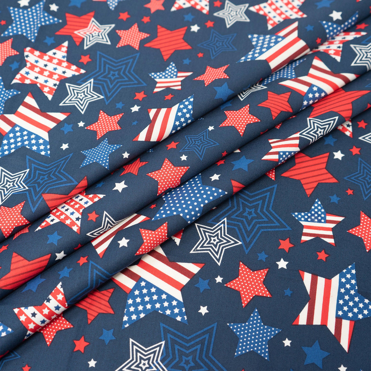 SINGER 100% Cotton Stars Allover On Navy Fabric by the Yard