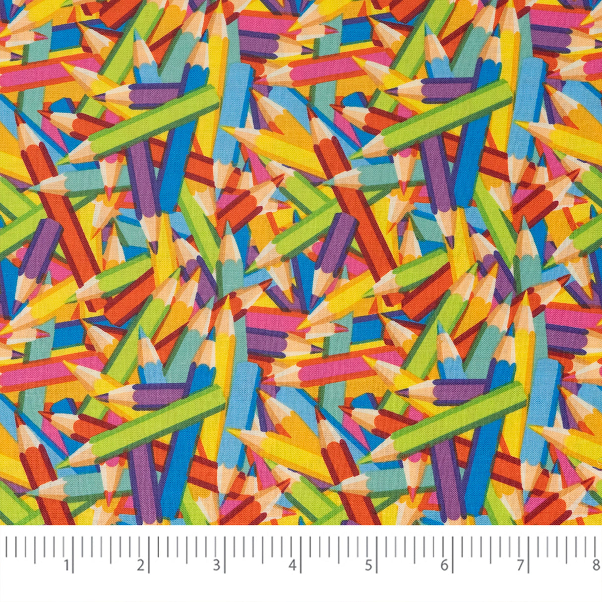 SINGER 100% Cotton Rainbow Packed Colored Pencils Fabric by the Yard