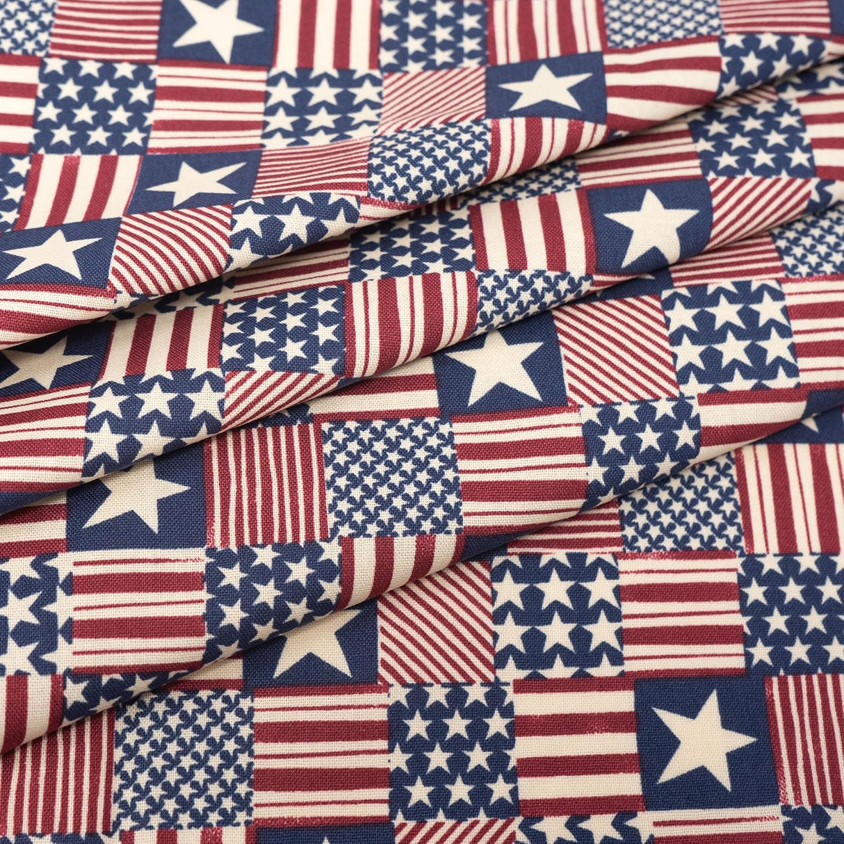 SINGER 100% Cotton Patch Stars Stripes Fabric by the Yard
