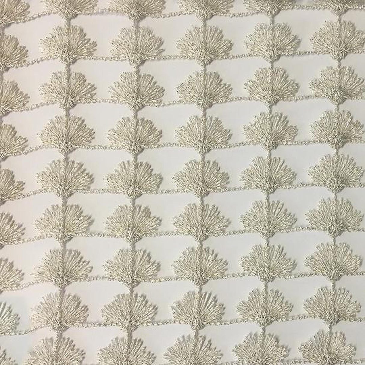 Shea Floral Metallic Sheer Fabric - Beige, Ivory, Taupe, White, 110" Width (1 Yard)
