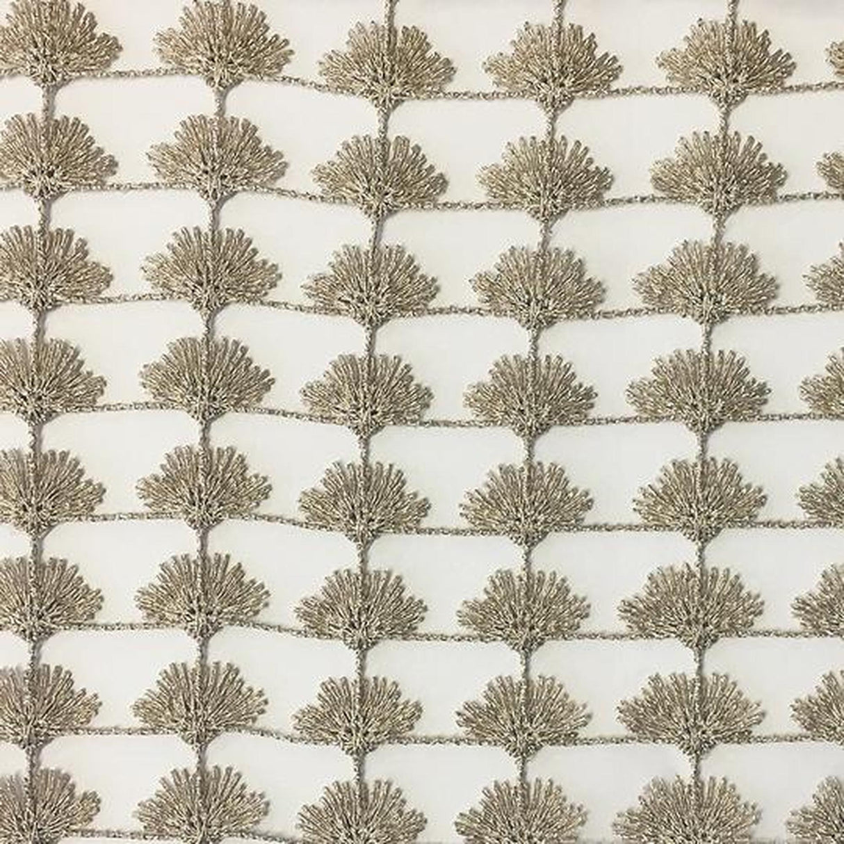 Shea Floral Metallic Sheer Fabric - Beige, Ivory, Taupe, White, 110" Width (1 Yard)