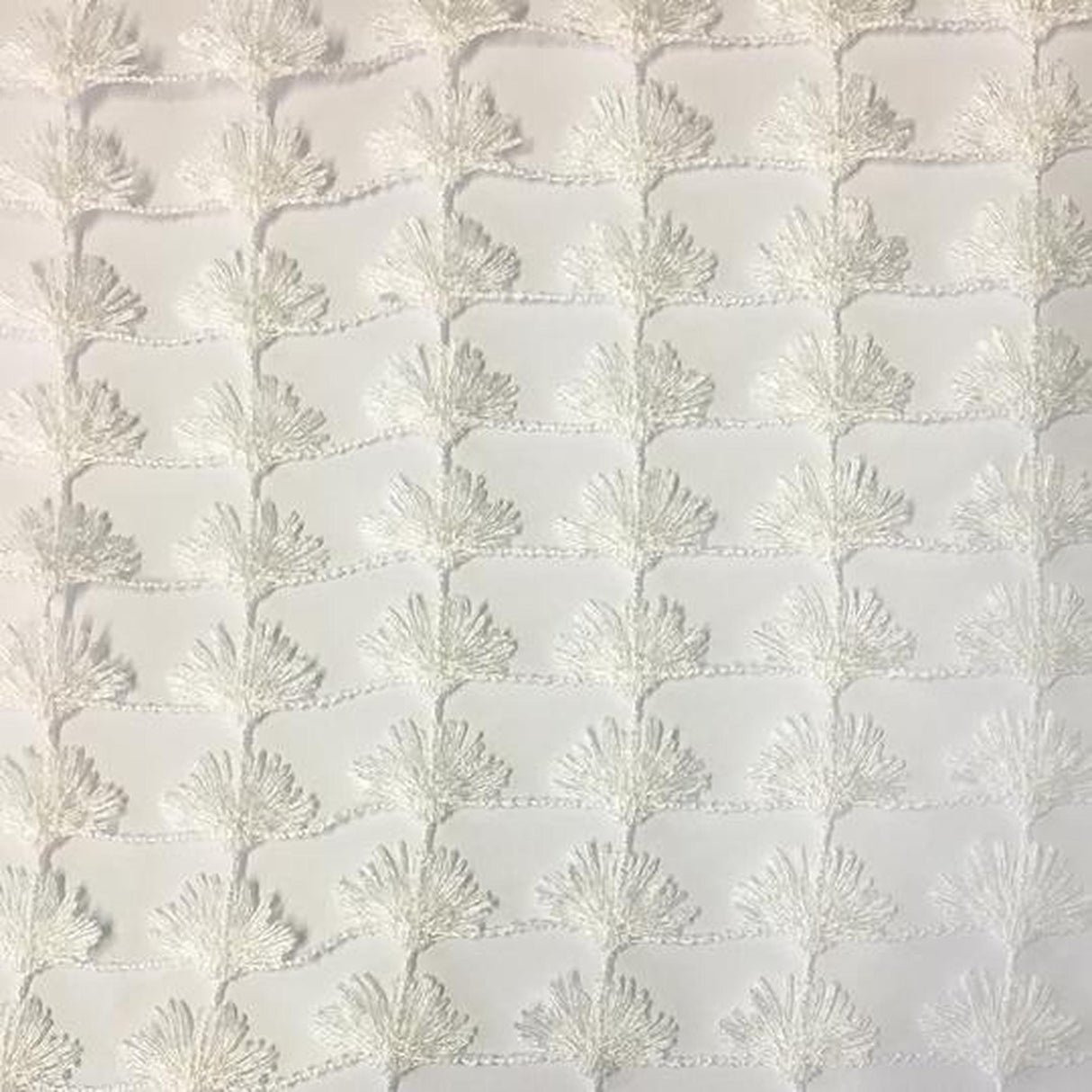 Shea Floral Metallic Sheer Fabric - Beige, Ivory, Taupe, White, 110" Width (1 Yard)