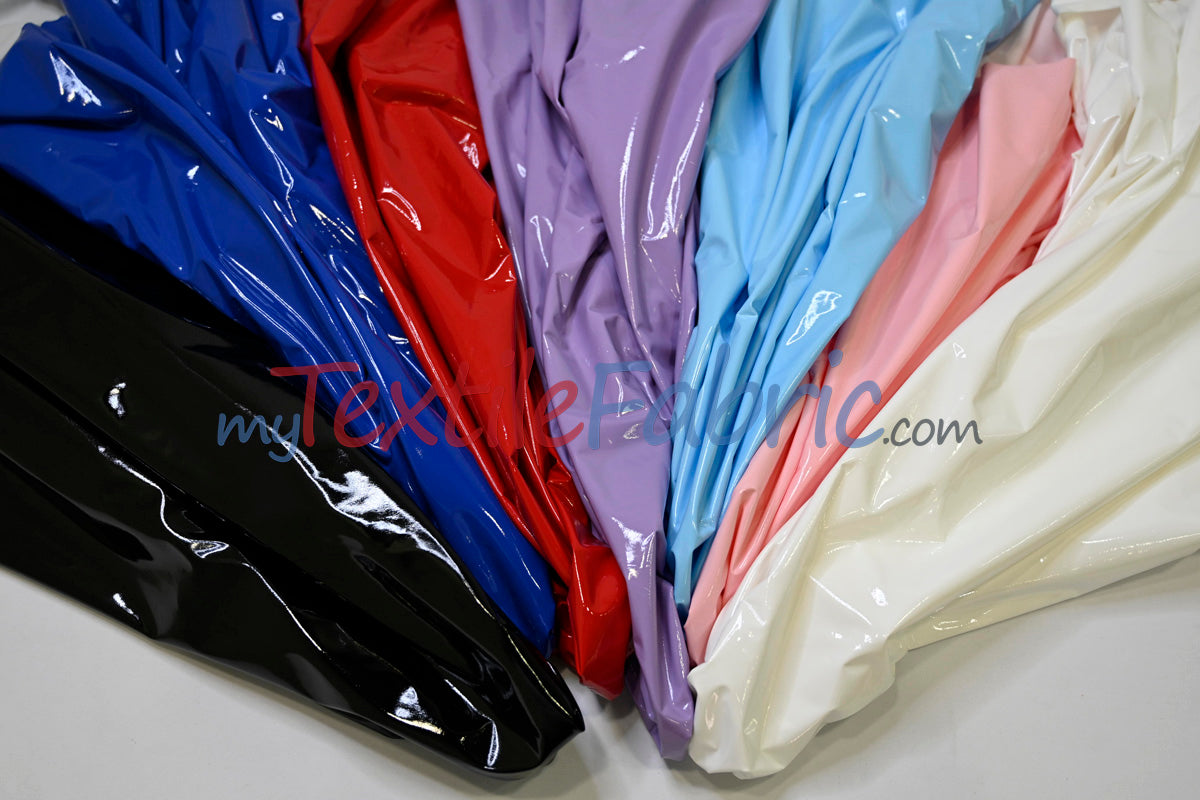 Shiny Stretch Patent Vinyl Fabric - 94% Polyester, 6% Spandex, Glossy Finish, 55" Width (1 Yard)