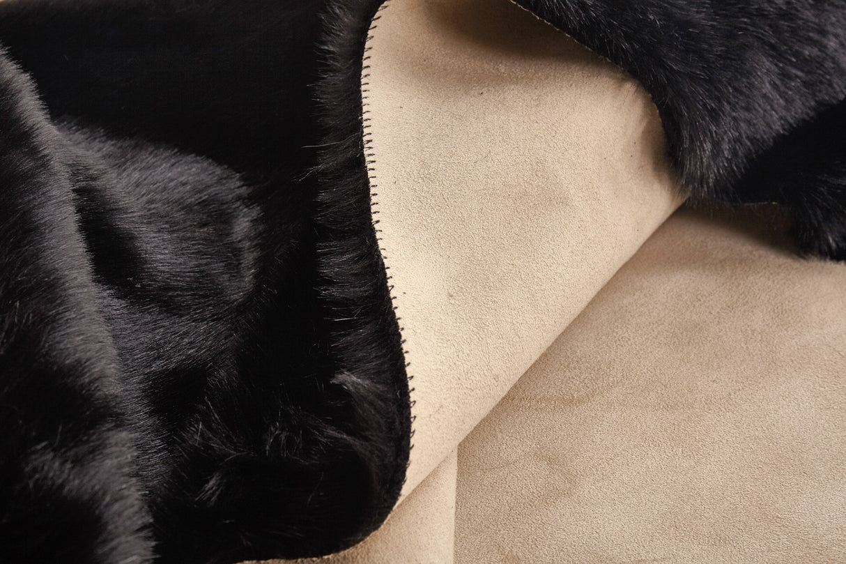 Luxury Soft Faux Fur Sheepskin Area Rug - Faux Fur Fabric, Solid, 7'6" X 10'3", Black, Dark Purple, Gray, White (1 Unit)