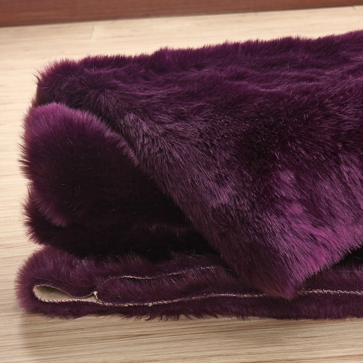 Luxury Soft Faux Fur Sheepskin Area Rug - Faux Fur Fabric, Solid, 7'6" X 10'3", Black, Dark Purple, Gray, White (1 Unit)
