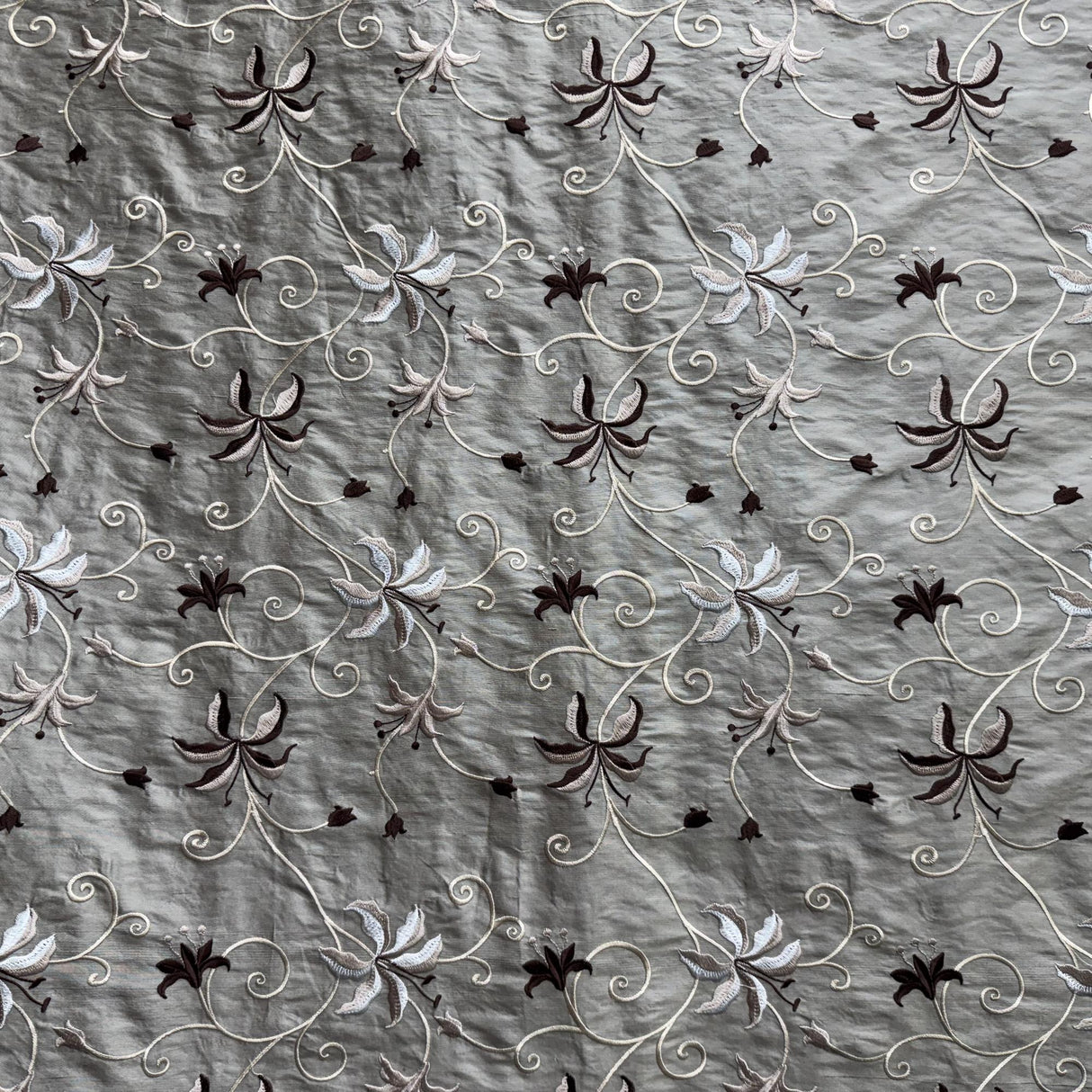 Sigrid Fabric Silk Fabric - Floral Embroidered, 54" Width (1 Yard)
