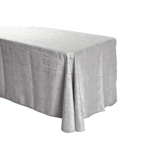 Silver Crinkle Crushed Taffeta Rectangular Tablecloth 90 x 156″