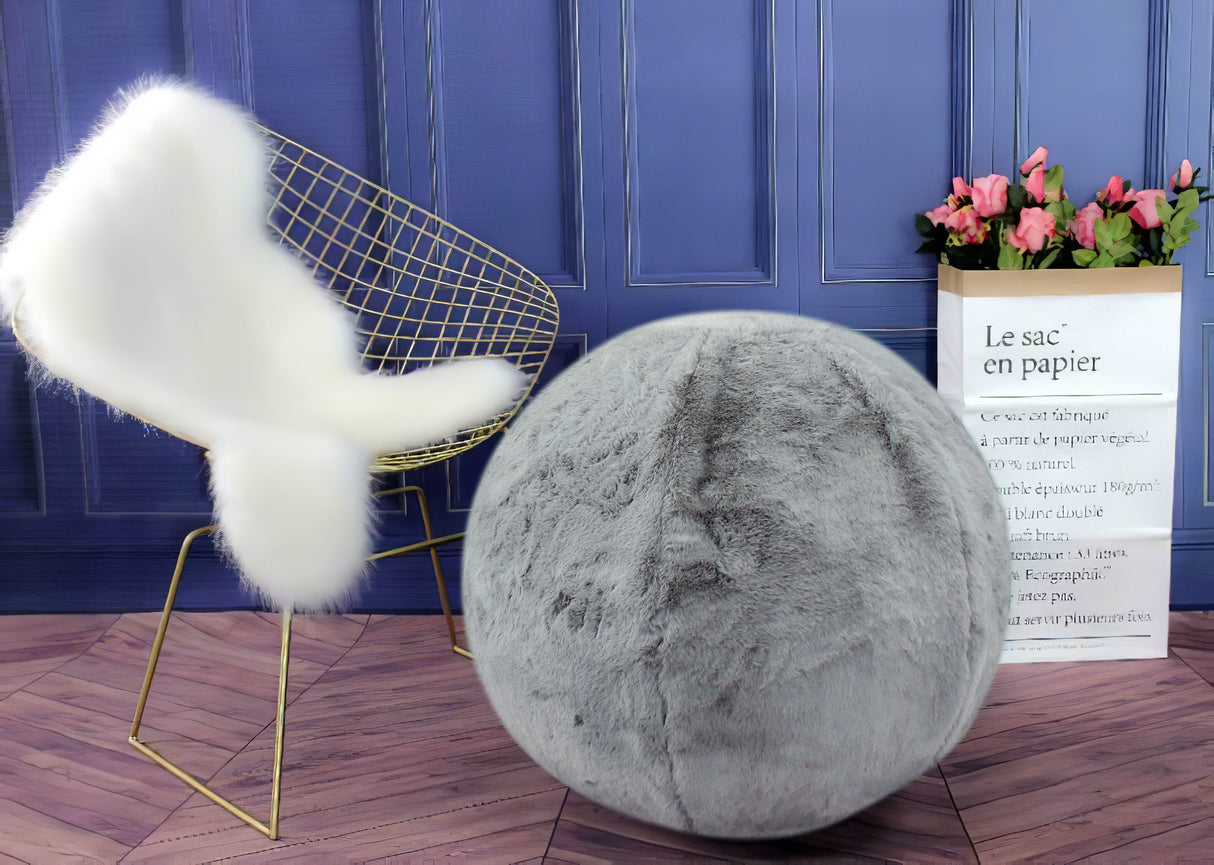 Style & Strength Ball Chinchilla Faux Fur Fabric - Gray, Black, Offwhite, 75" Diameter (1 Piece)