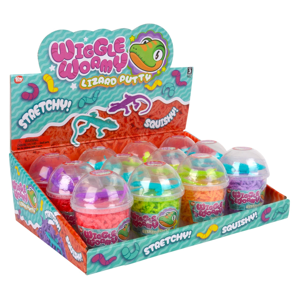 Wiggle Wormy Lizard Putty (12 Pc Display)