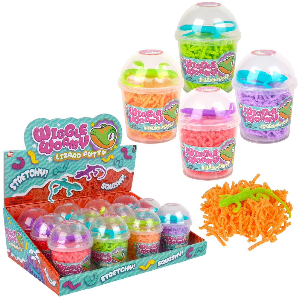 Wiggle Wormy Lizard Putty (12 Pc Display)