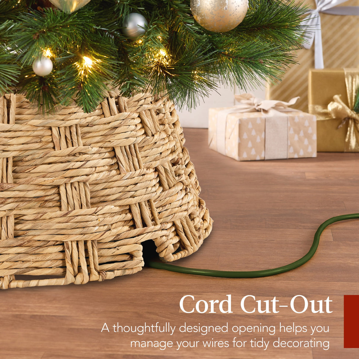 24-Inch Woven Water Hyacinth Christmas Tree Collar