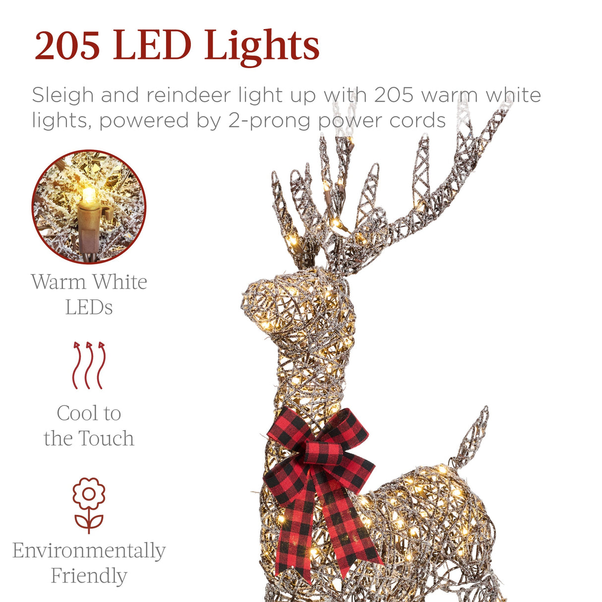 Lighted Christmas Reindeer & Sleigh Outdoor LED Holiday Yard Decor Set