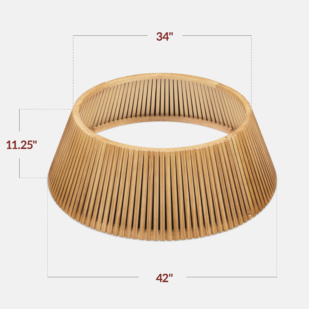 42-Inch Solid Wood Slatted Christmas Tree Collar