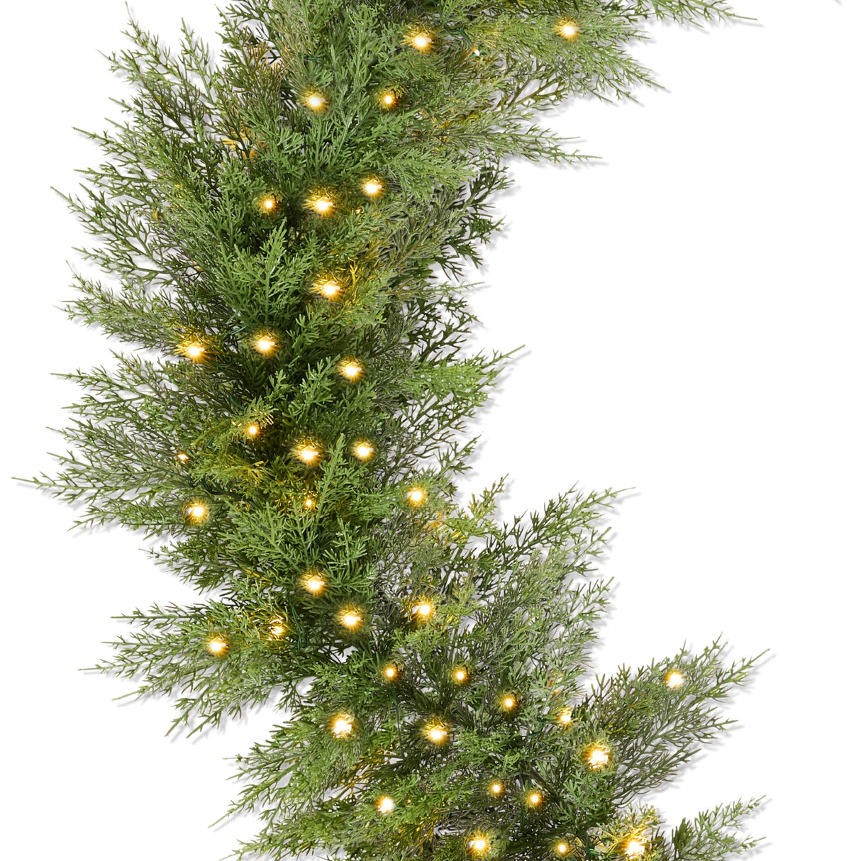 Pre-Lit Cedar Cypress Christmas Garland with Twinkling LED Lights