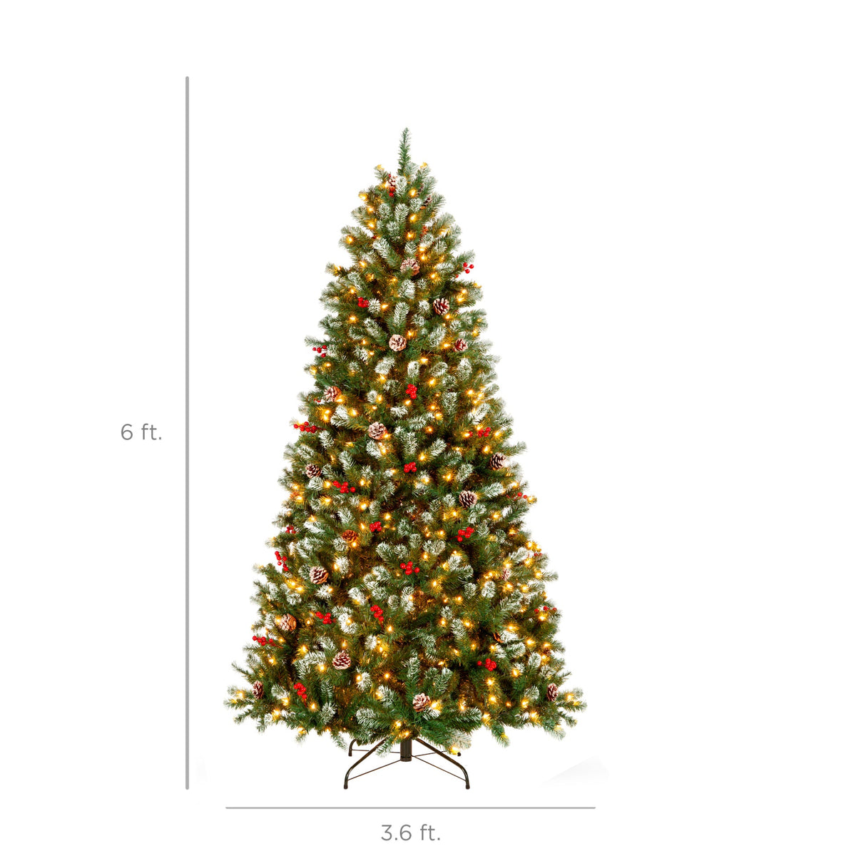 Pre Lit Frosted Spruce Christmas Tree with Pinecones & Berries