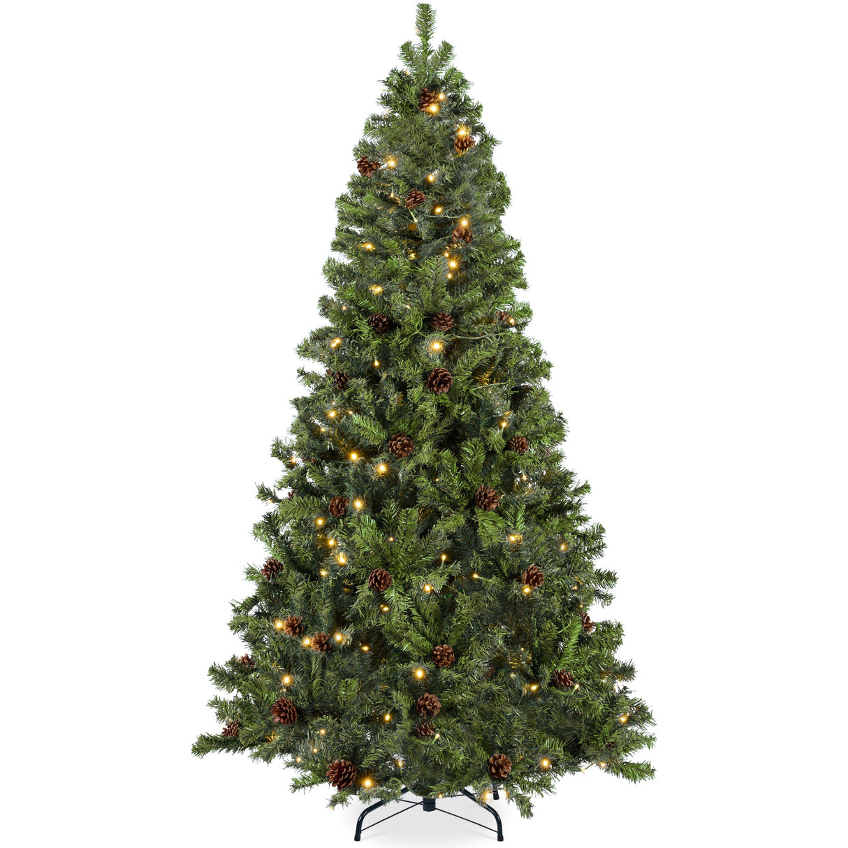 Pre Lit Christmas Tree with Pinecones and LED Lights