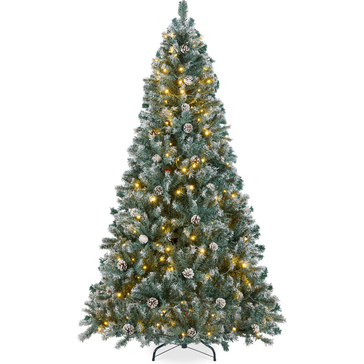 Pre Lit Flocked Christmas Tree with Pinecones LED Lights