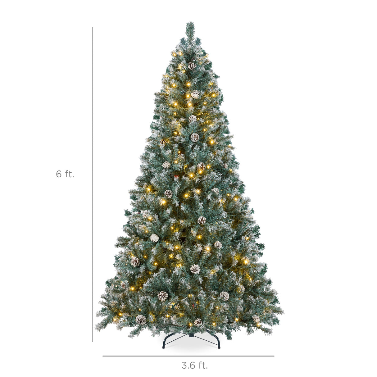 Pre Lit Flocked Christmas Tree with Pinecones LED Lights