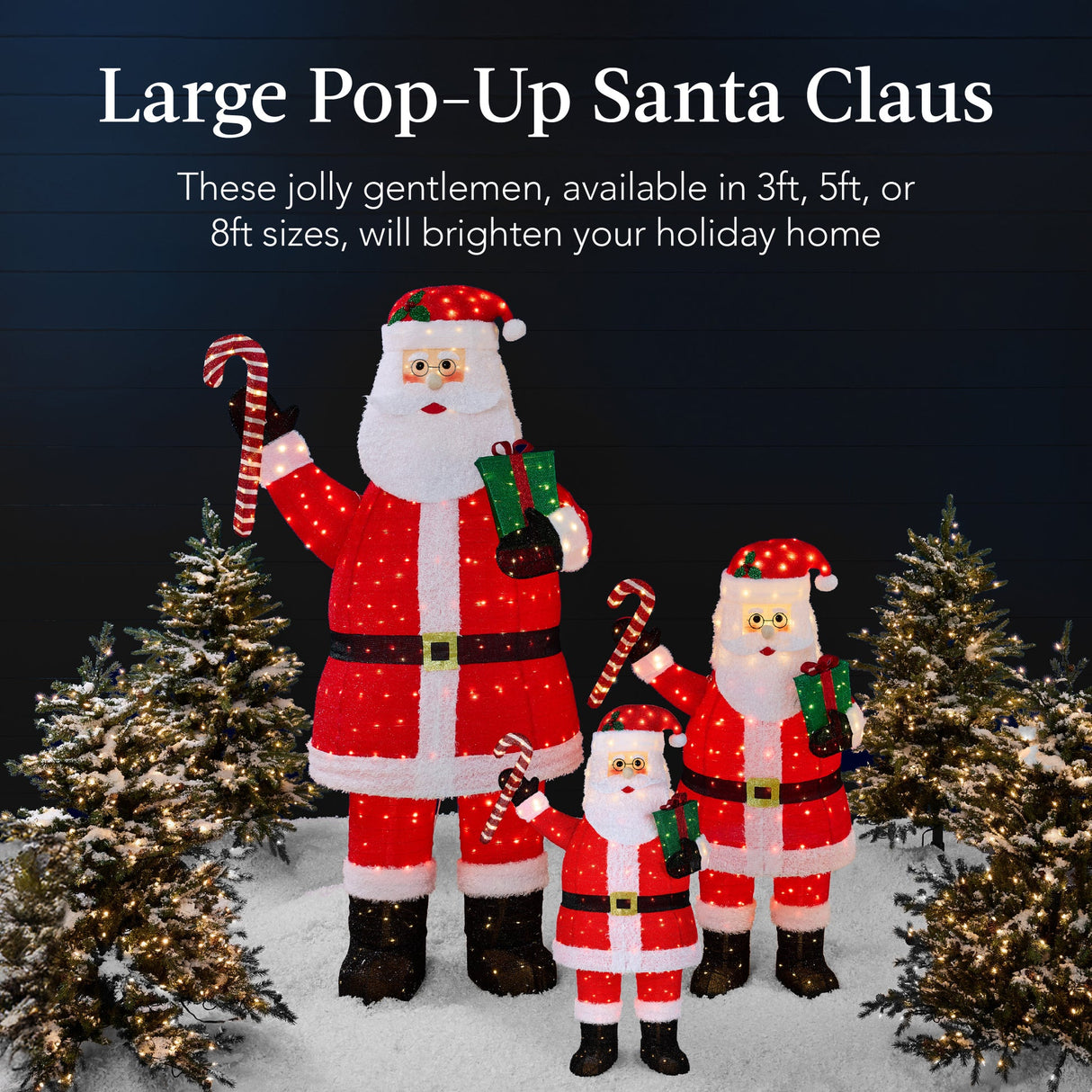 Lighted Pop-Up Santa Claus Christmas Decoration with LED Lights