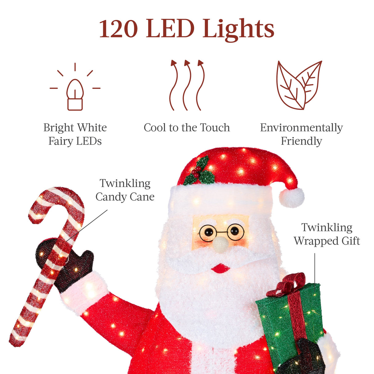 Lighted Pop-Up Santa Claus Christmas Decoration with LED Lights