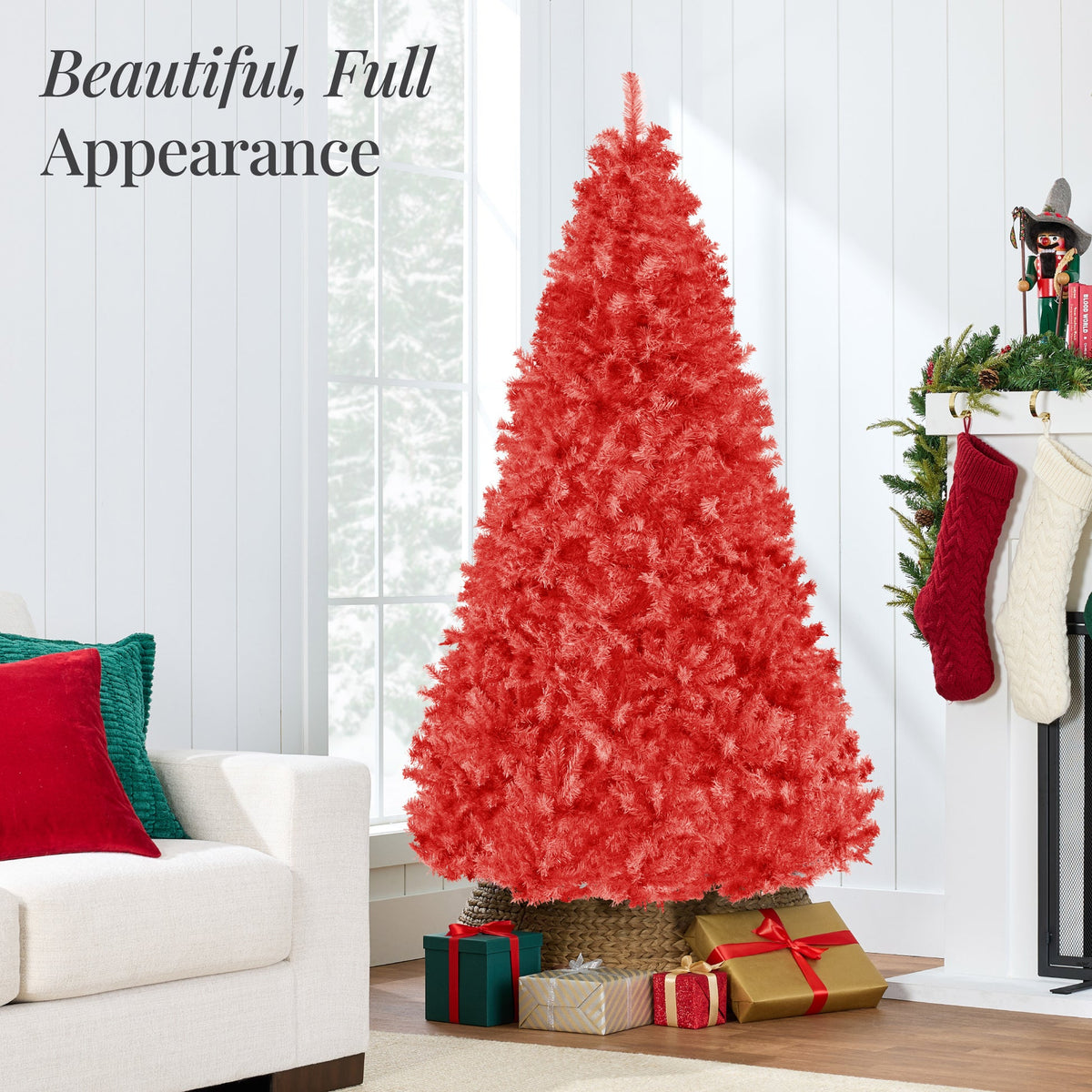 Artificial Unlit Pine Christmas Tree with Flexible Branch Design product image showing its overall design and key.