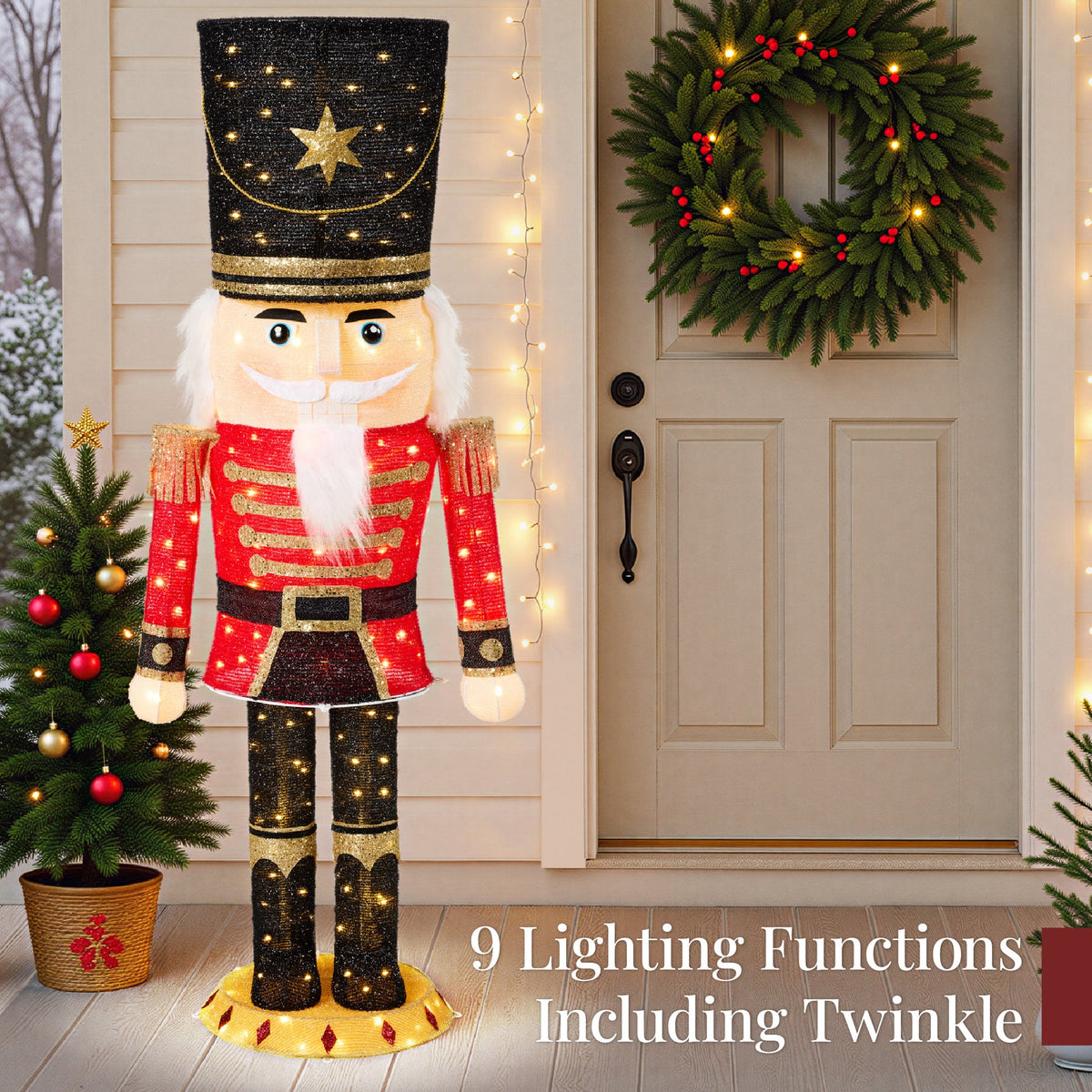 RADYAN lighted pop-up Christmas nutcracker decoration illuminated with 150 LED lights display