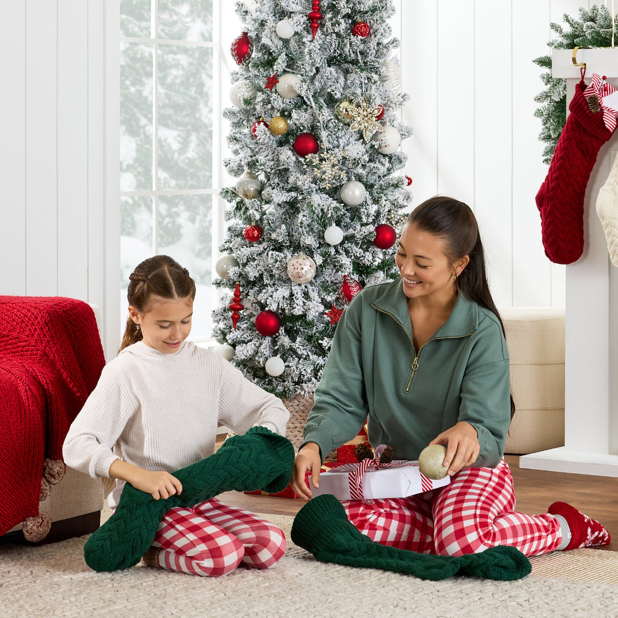 Snow Flocked Artificial Pencil Christmas Tree with Stand