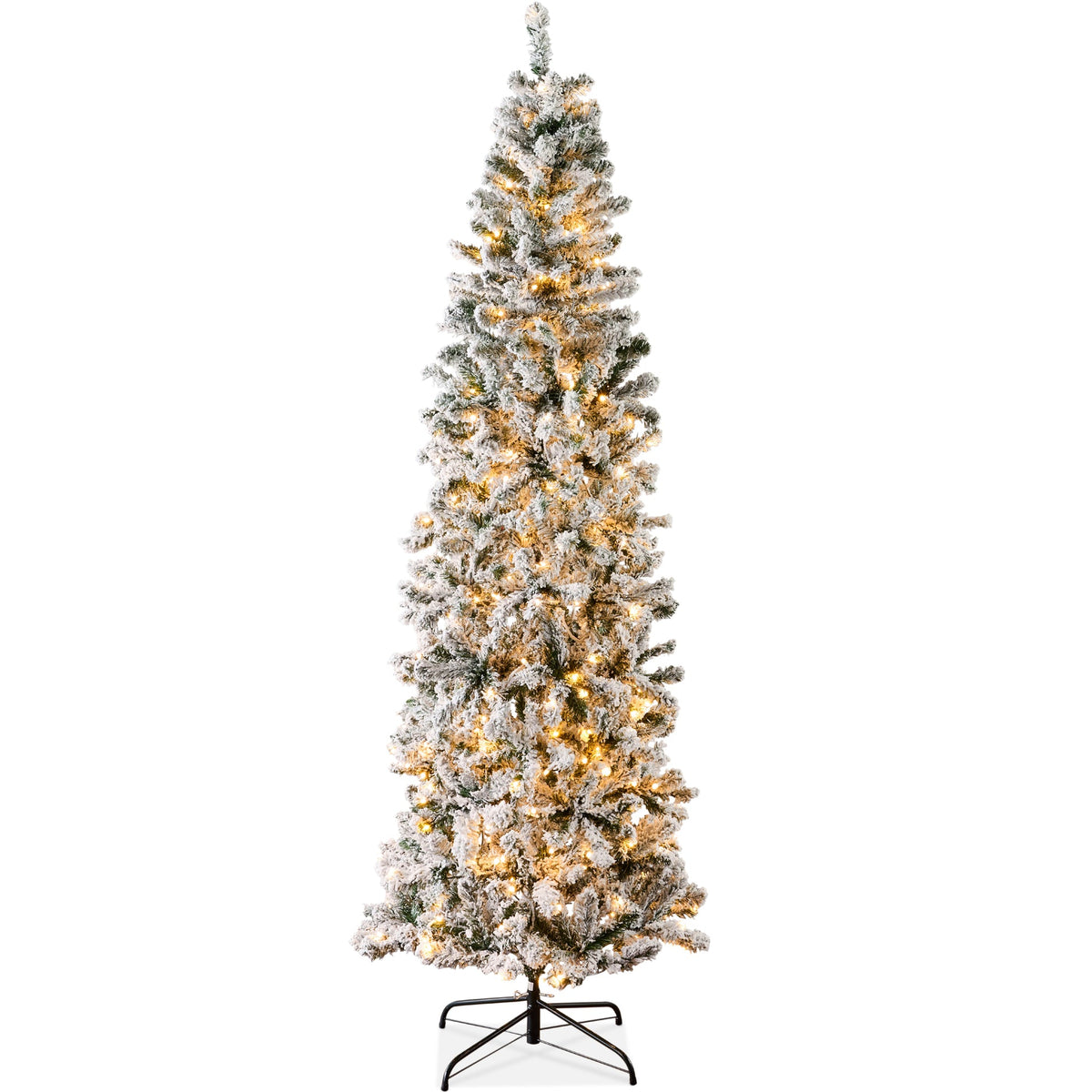 Pre-Lit Snow Flocked Pencil Christmas Tree with Warm String Lights product image