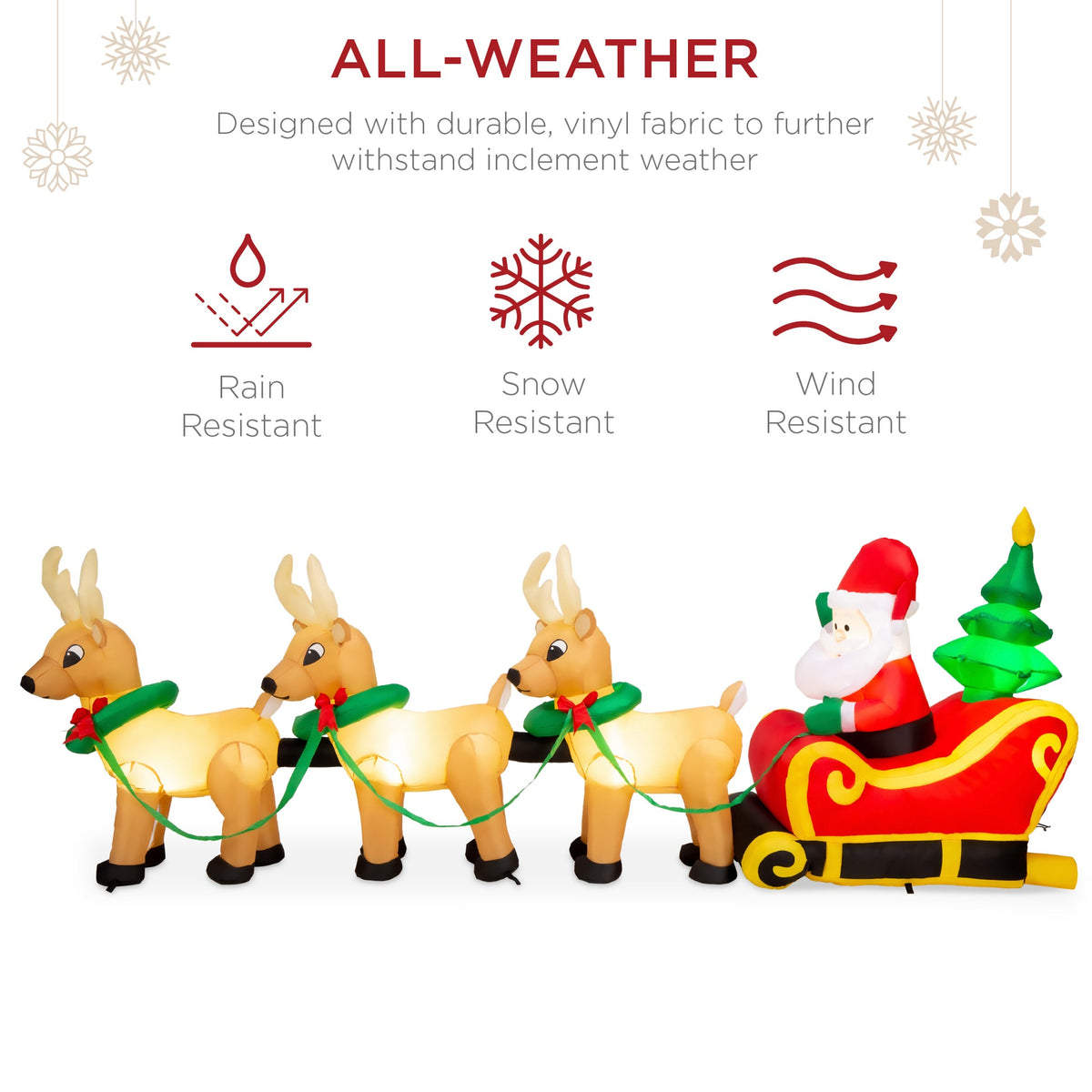 RADYAN lighted inflatable Santa Claus and reindeer Christmas decoration for outdoor yard display