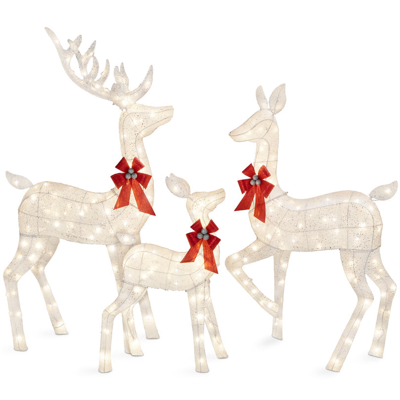 3 Piece Lighted Christmas Deer Set Outdoor LED Decor