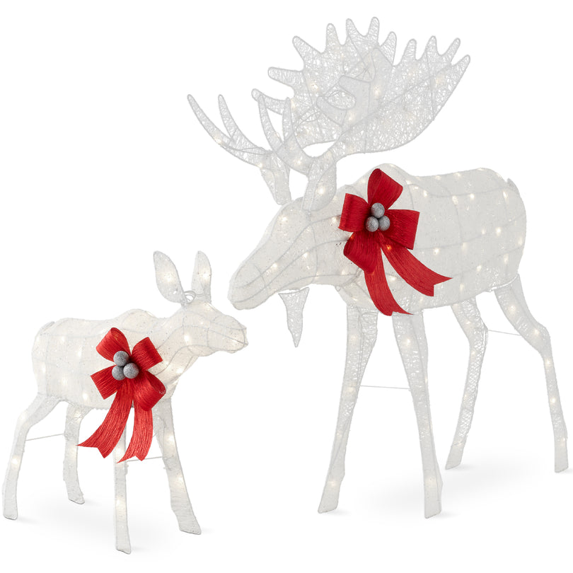 Pre-Lit Outdoor Christmas Wreath, LED Metal Holiday Decor w/ Bow - 48in