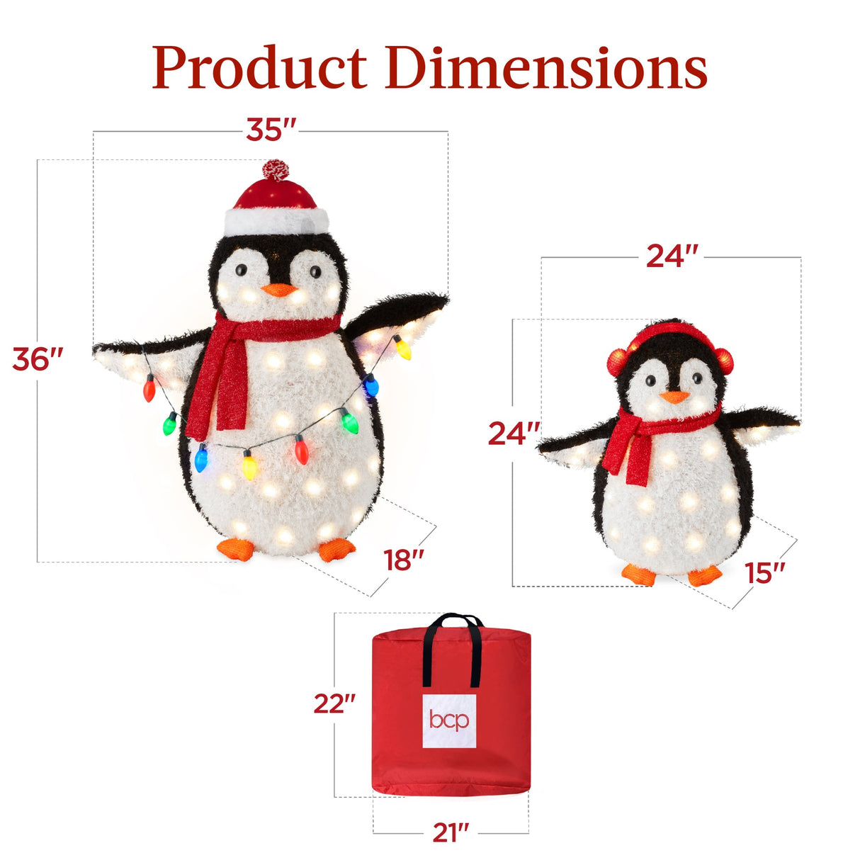 2-Piece Lighted Pop-Up Penguin Family Christmas Decoration with 150 LED Lights