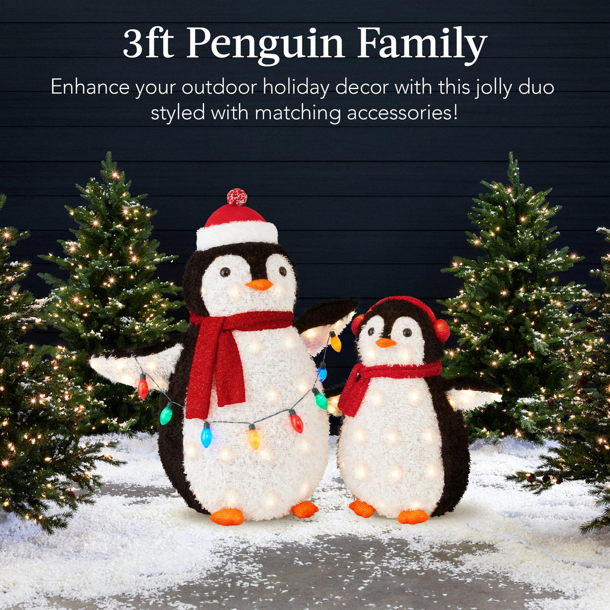 2-Piece Lighted Pop-Up Penguin Family Christmas Decoration with 150 LED Lights
